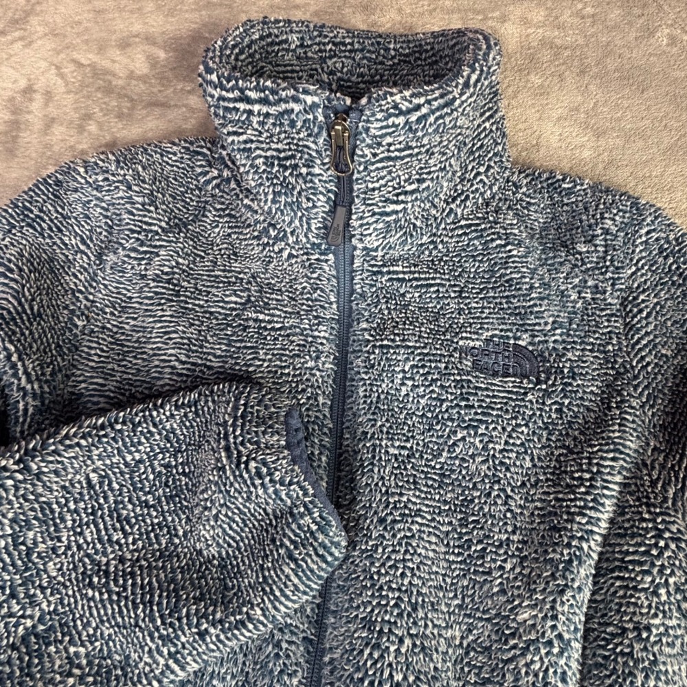 The North Face Osito Fleece Jacket Womens Small Blue Marled Full Zip Mock Neck